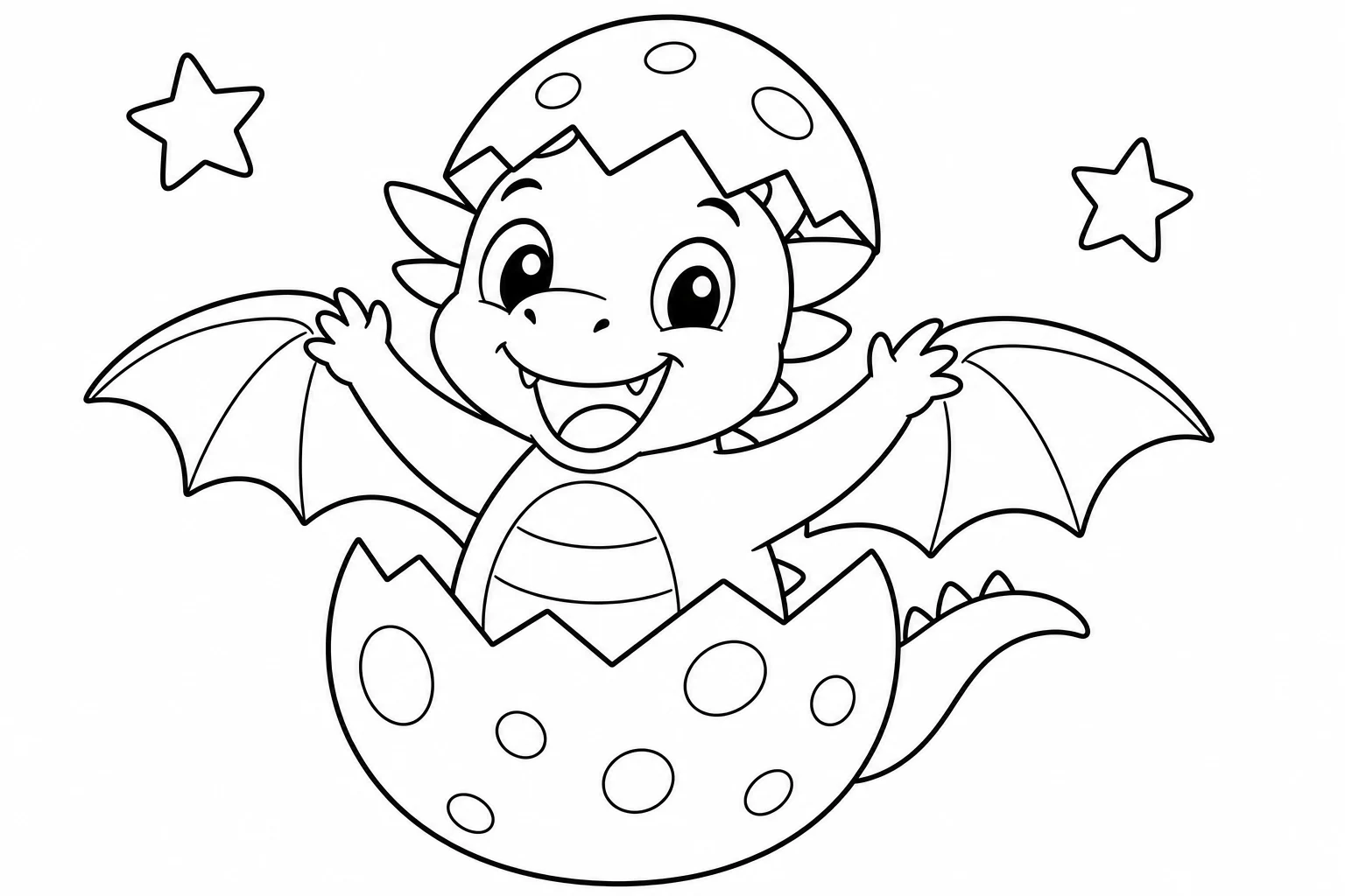 Dragons hatching egg — easy dragons coloring page (ages 2–5)