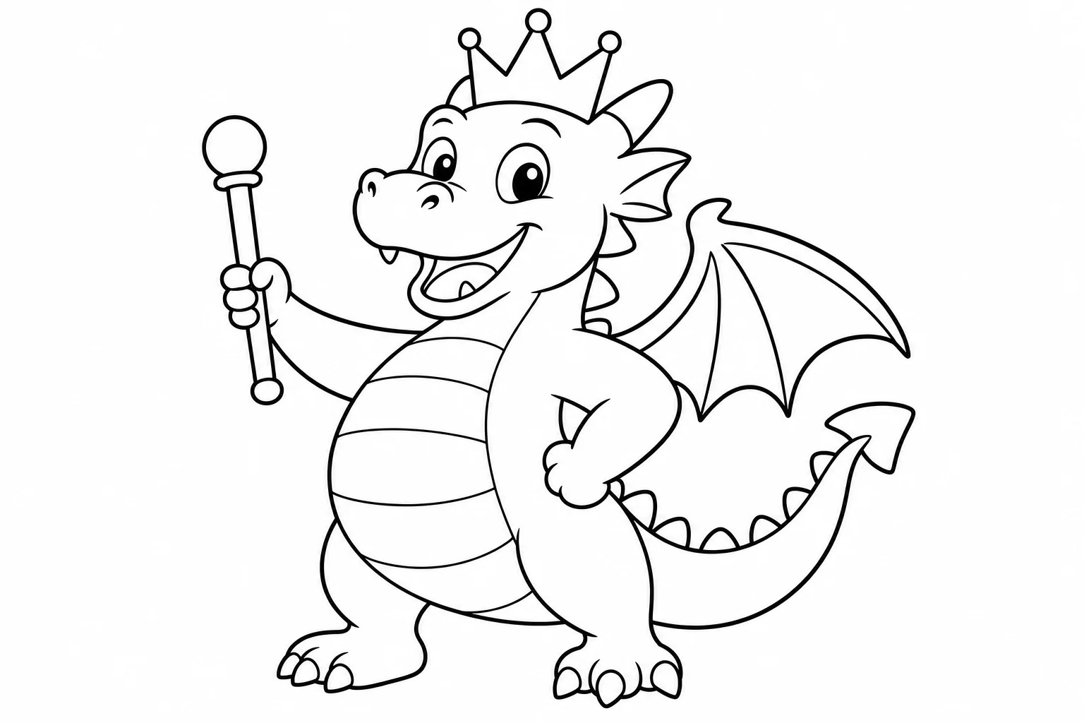 Dragons king crown — easy dragons coloring page (ages 2–5)