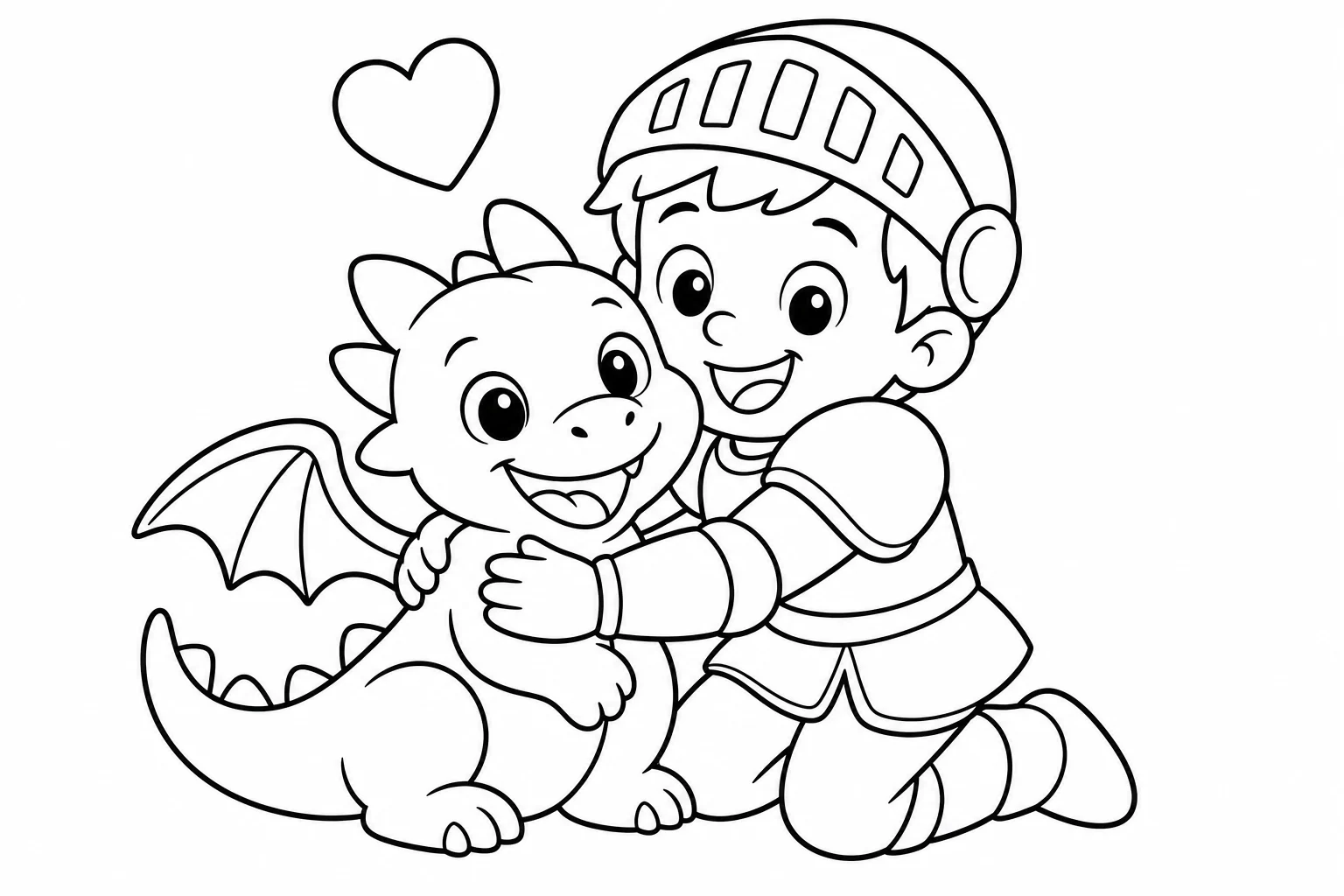 Dragons knight friend — easy dragons coloring page (ages 2–5)