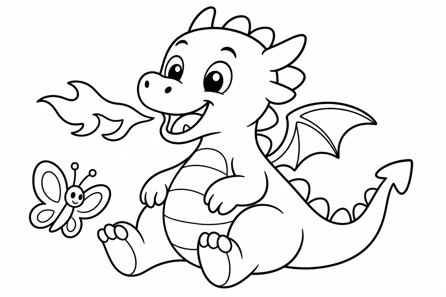 Dragons little flame — easy dragons coloring page (ages 2–5)