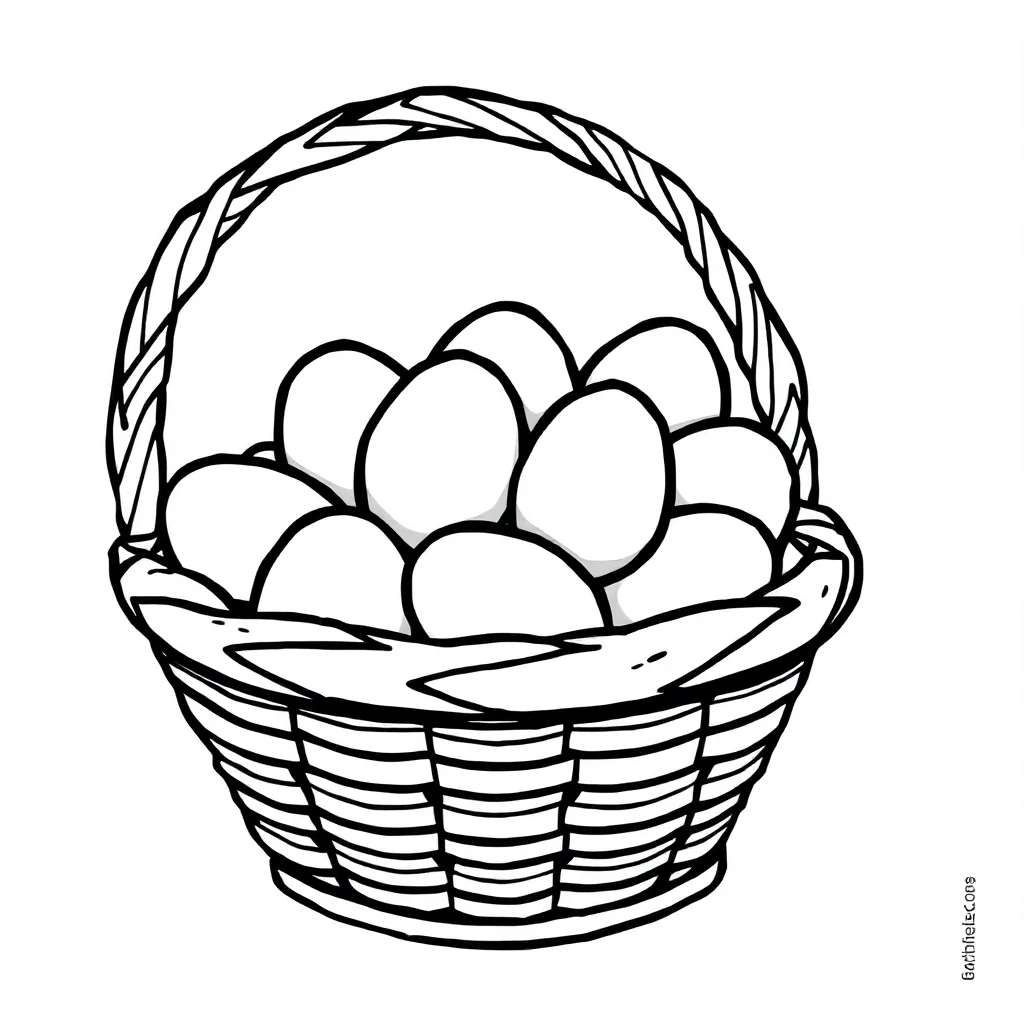 Easter a basket of eggs — easy easter coloring page (ages 2–5)