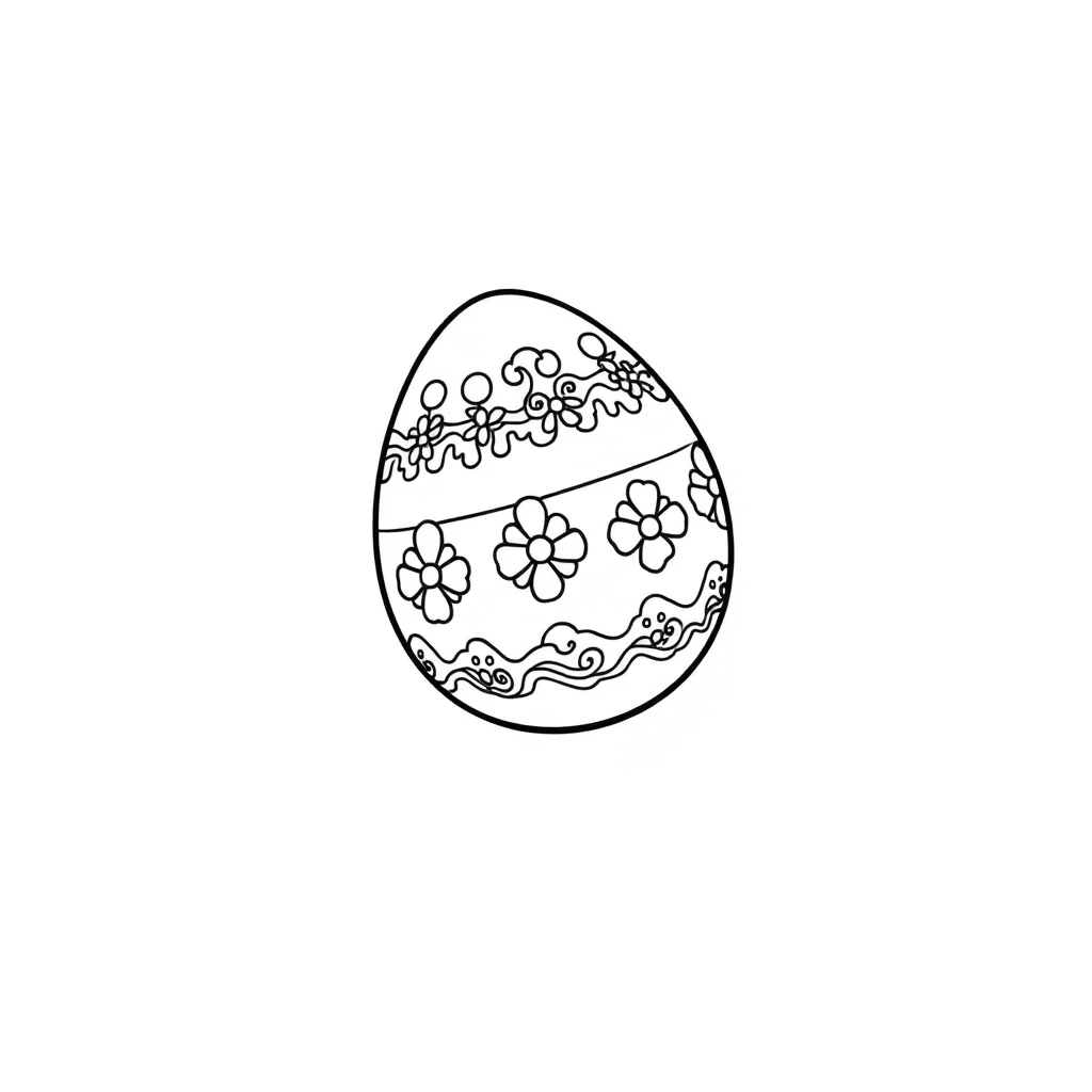Easter a decorated easter egg flying — easy easter coloring page (ages 2–5)