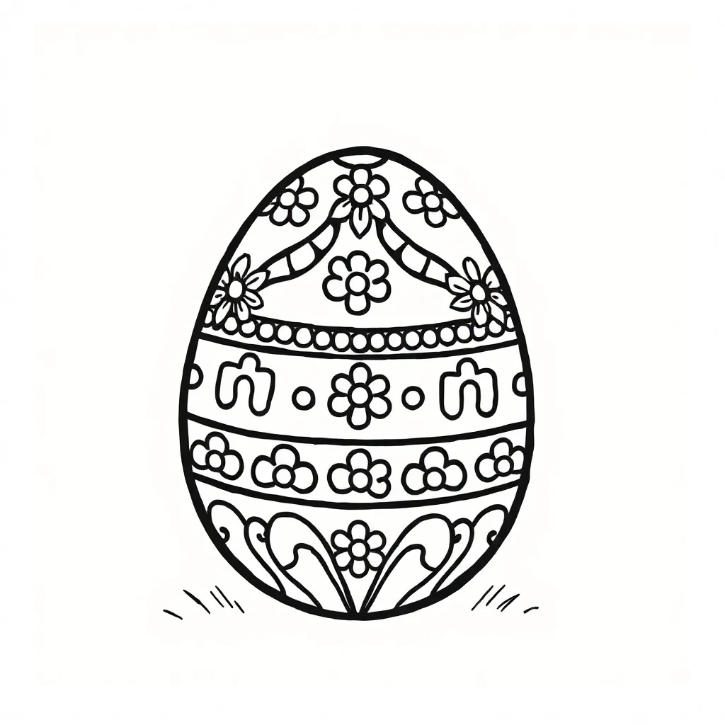 Easter a decorated easter egg — easy easter coloring page (ages 2–5)