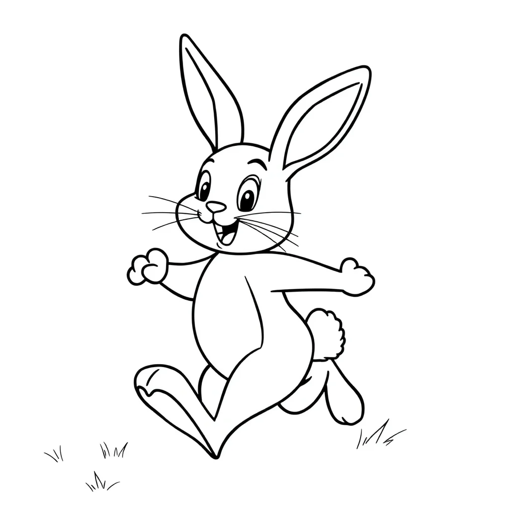 Easter an easter bunny running — easy easter coloring page (ages 2–5)