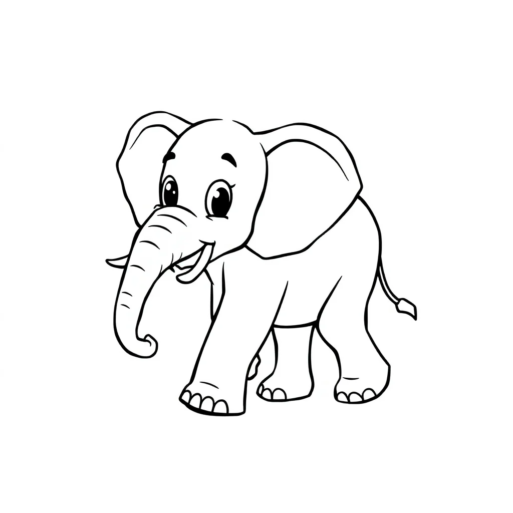 Elephants a walking elephant — easy elephants coloring page (ages 2–5)
