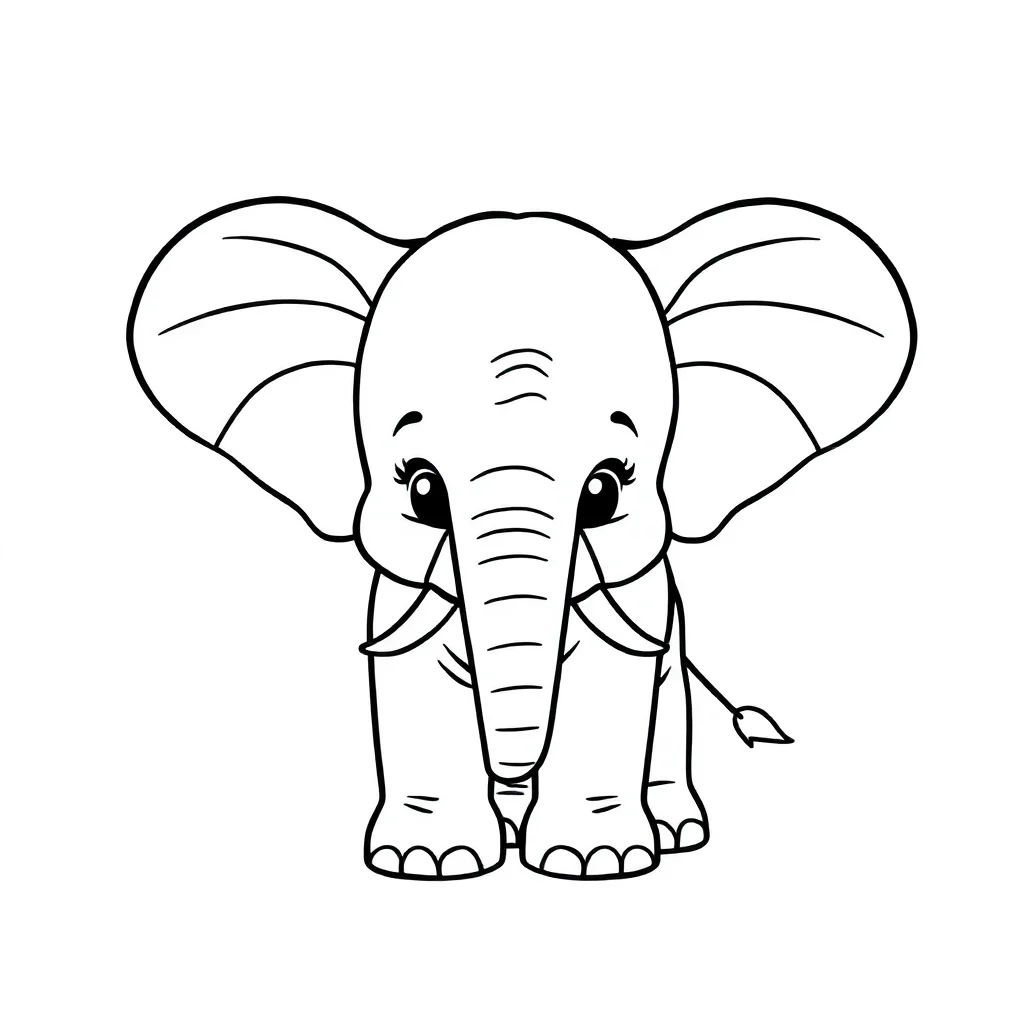 Elephants an elephant with big ears — easy elephants coloring page (ages 2–5)