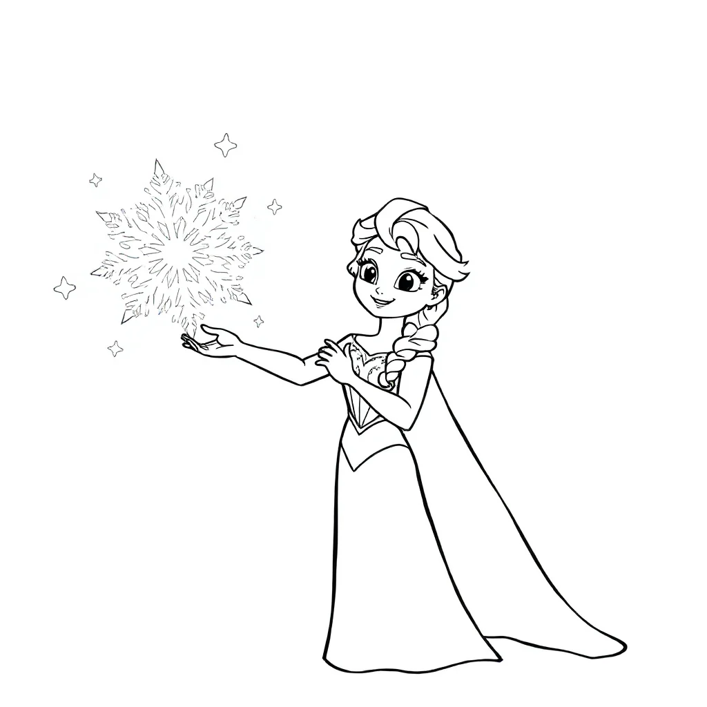 Elsa elsa from frozen making ice magic — easy elsa coloring page (ages 2–5)