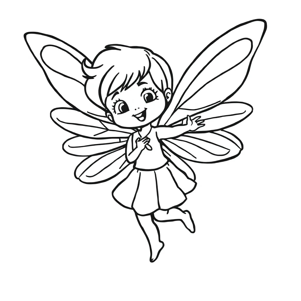 Fairies a fairy with wings flying — easy fairies coloring page (ages 2–5)