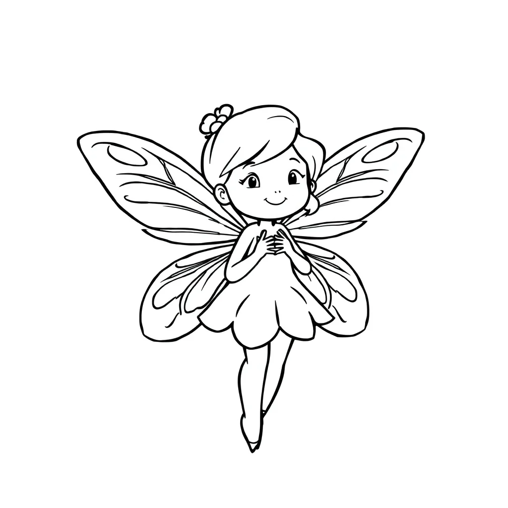 Fairies a fairy with wings — easy fairies coloring page (ages 2–5)