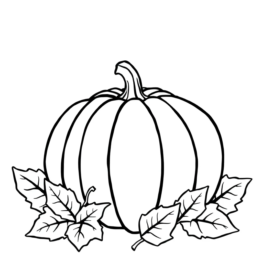 Fall a pumpkin and leaves — easy fall coloring page (ages 2–5)