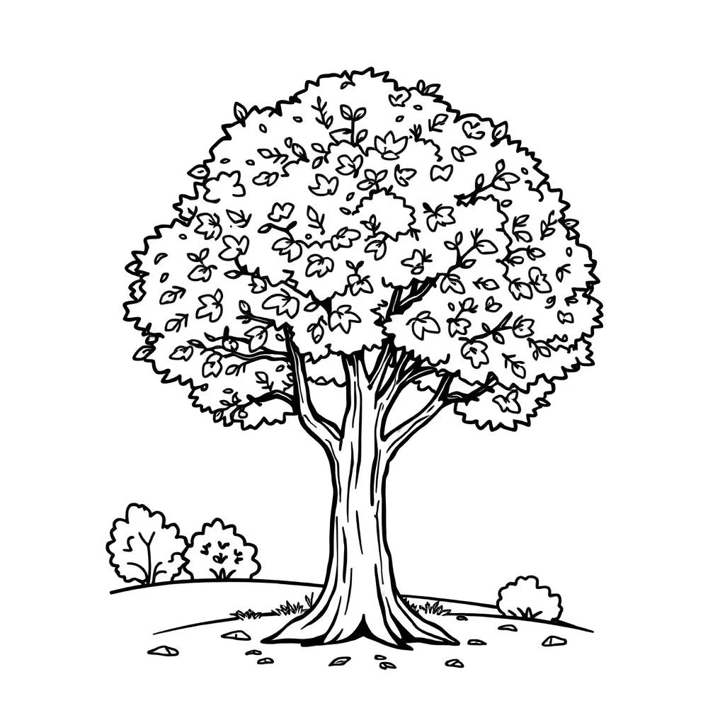 Fall a tree in autumn — easy fall coloring page (ages 2–5)
