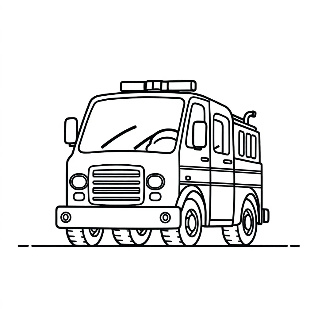 Fire trucks a cute fire truck — easy fire trucks coloring page (ages 2–5)