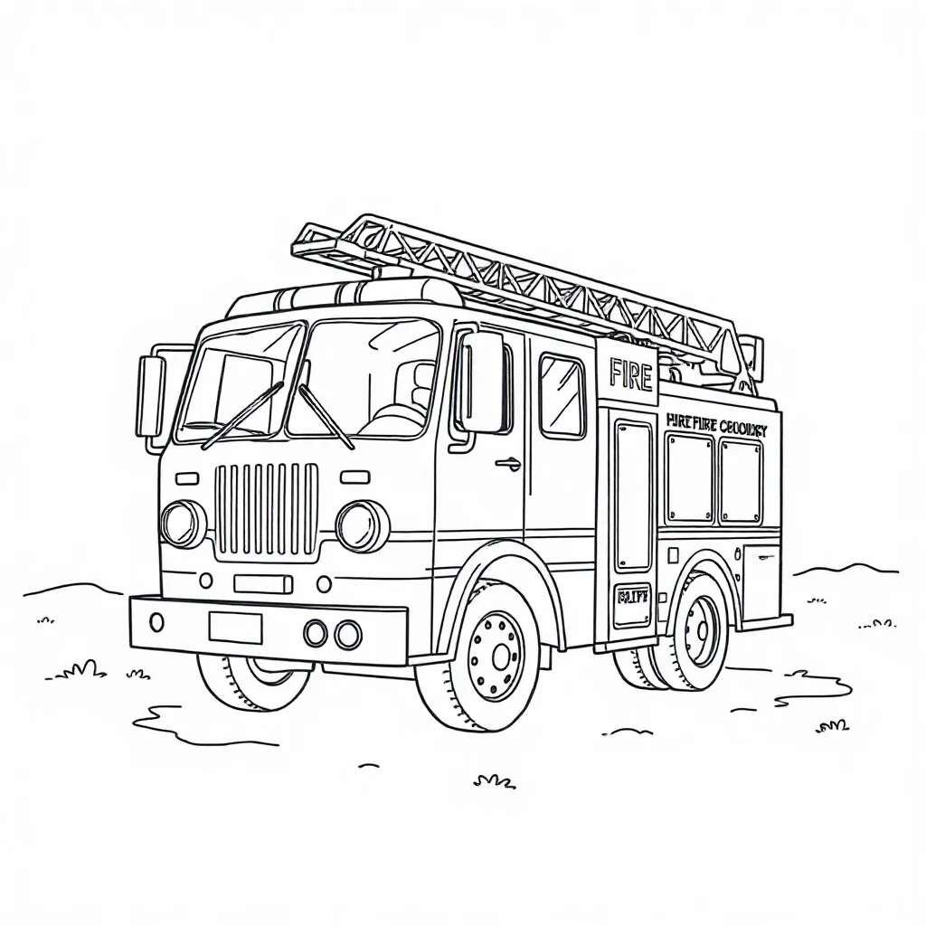 Fire trucks a fire engine baking cookies — classic fire trucks coloring page (ages 5–10)