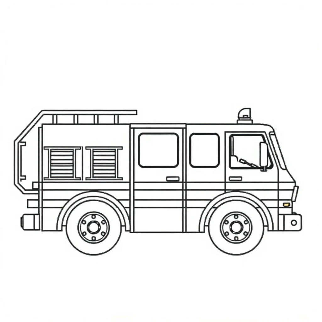 Fire trucks a fire engine — easy fire trucks coloring page (ages 2–5)