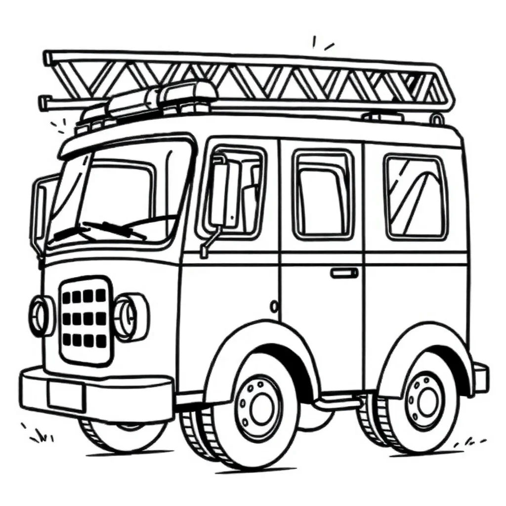 Fire trucks a fire truck running — easy fire trucks coloring page (ages 2–5)