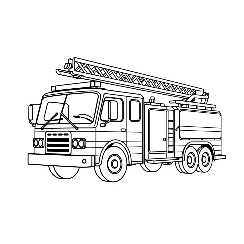 Fire trucks a fire truck with a ladder flying — easy fire trucks coloring page (ages 2–5)