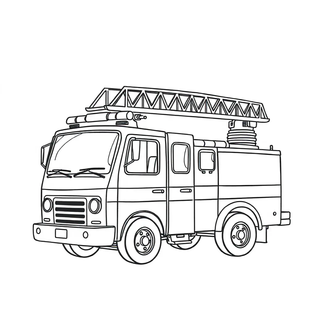 Fire trucks a fire truck with a ladder — easy fire trucks coloring page (ages 2–5)