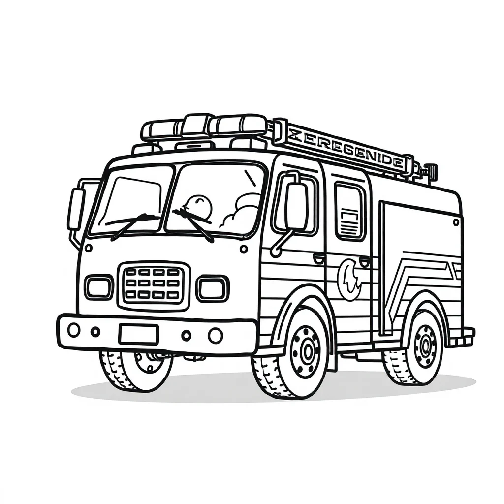 Fire trucks a fire truck with lights — easy fire trucks coloring page (ages 2–5)
