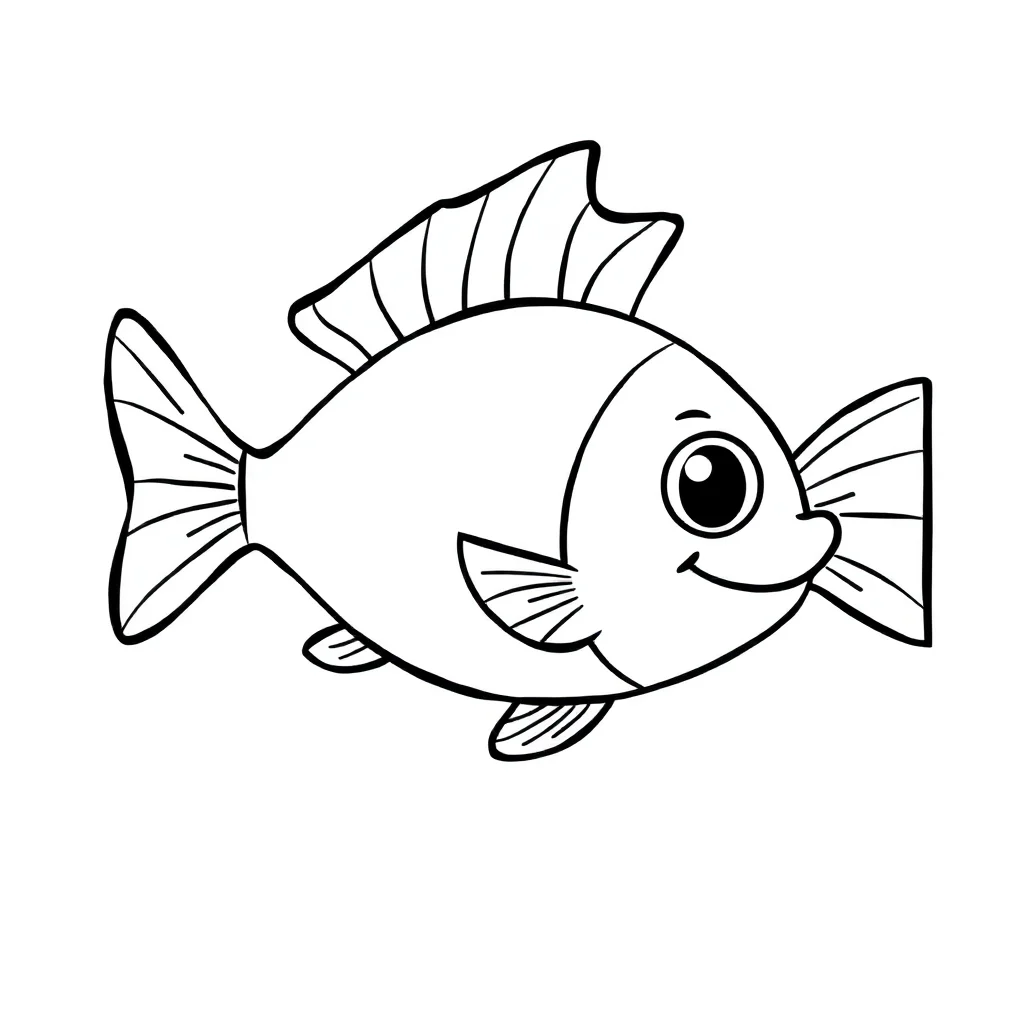 Fish a fish with fins — easy fish coloring page (ages 2–5)