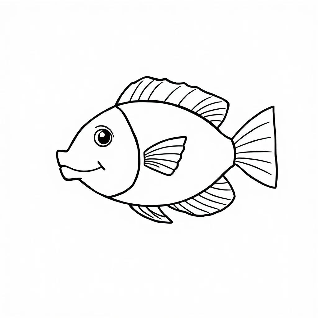 Fish a tropical fish — easy fish coloring page (ages 2–5)