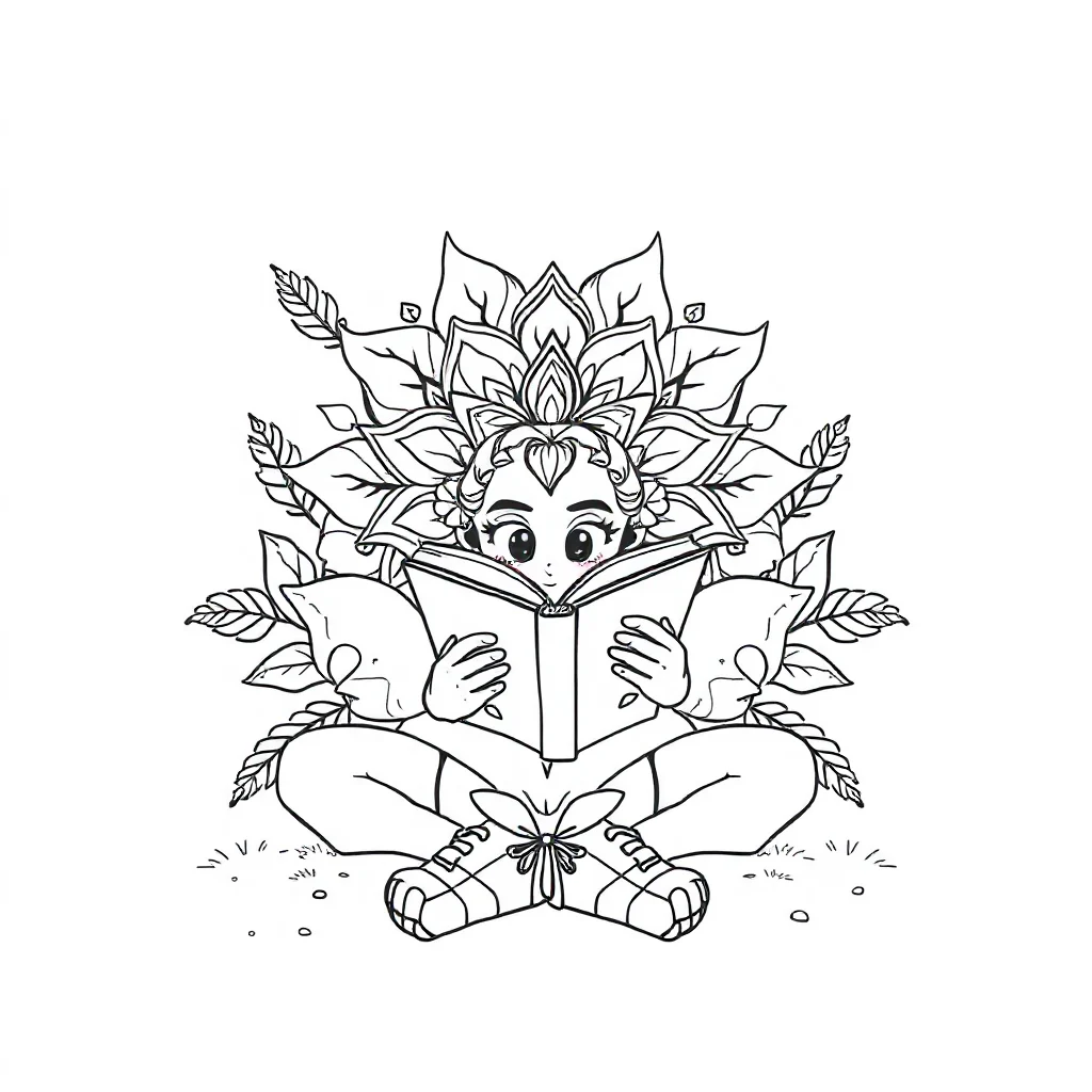 Floral mandalas a detailed floral mandala reading a book — classic floral mandalas coloring page (ages 5–10)