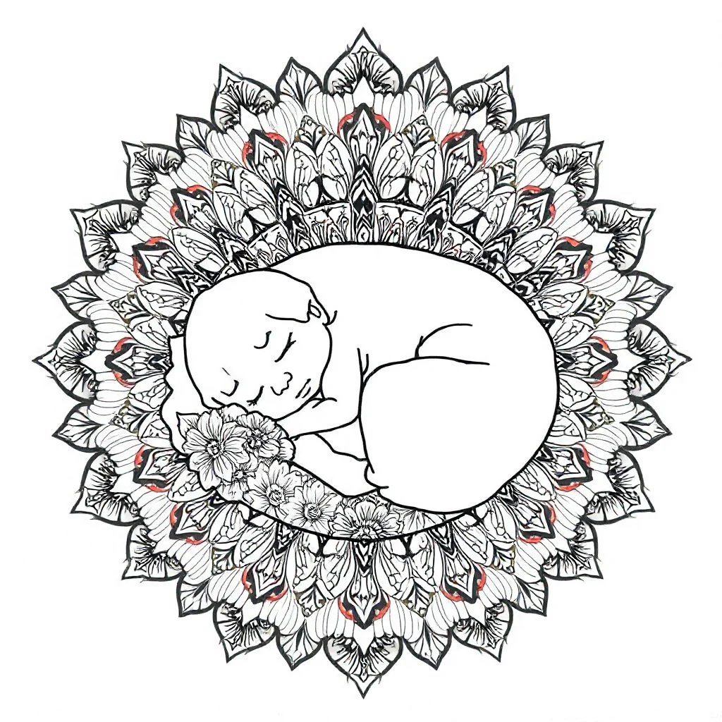 Floral mandalas a detailed floral mandala sleeping curled up — detailed floral mandalas coloring page (ages 9+ & adults)
