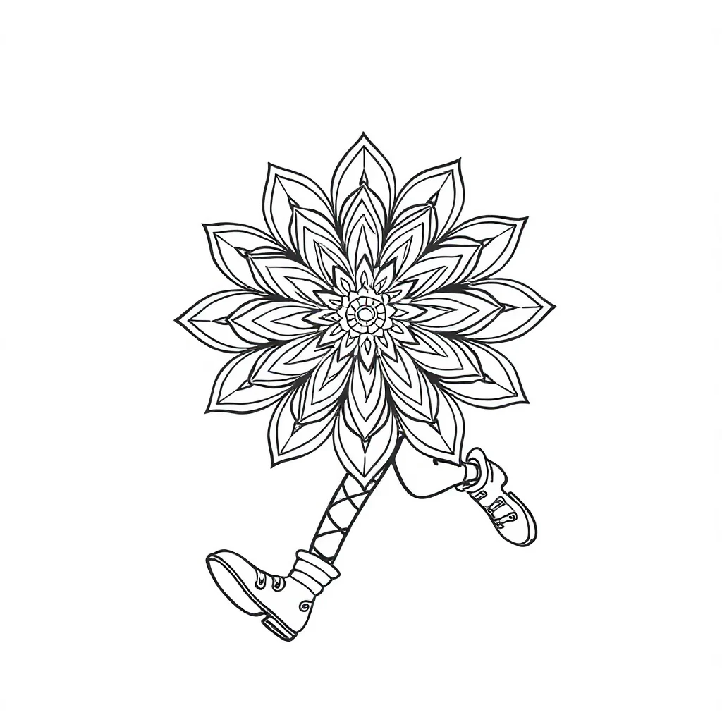 Floral mandalas a floral mandala running — easy floral mandalas coloring page (ages 2–5)