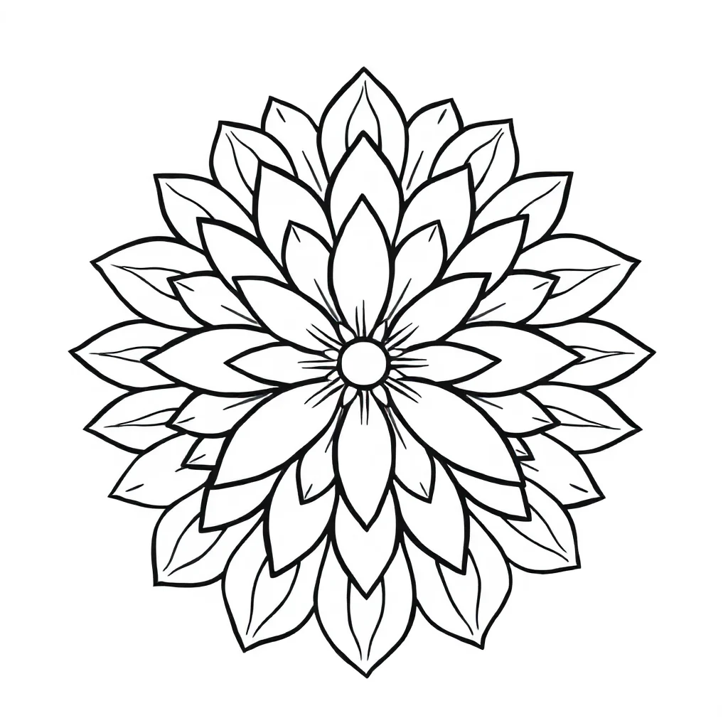 Floral mandalas a flower mandala with leaves hugging a friend — easy floral mandalas coloring page (ages 2–5)