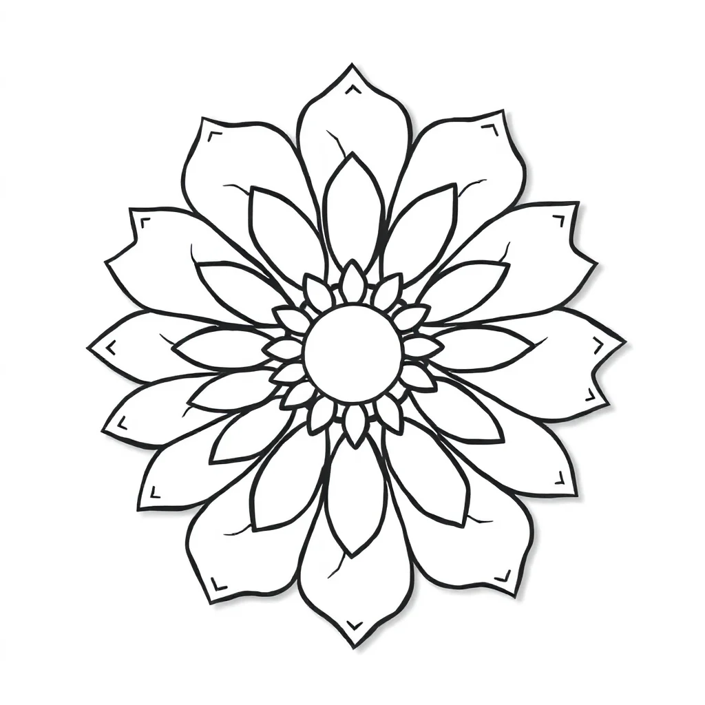 Floral mandalas a mandala of petals flying — easy floral mandalas coloring page (ages 2–5)