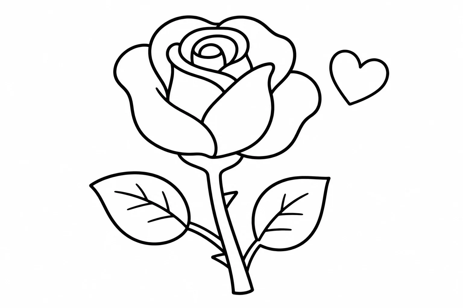 Flowers simple rose — easy flowers coloring page (ages 2–5)