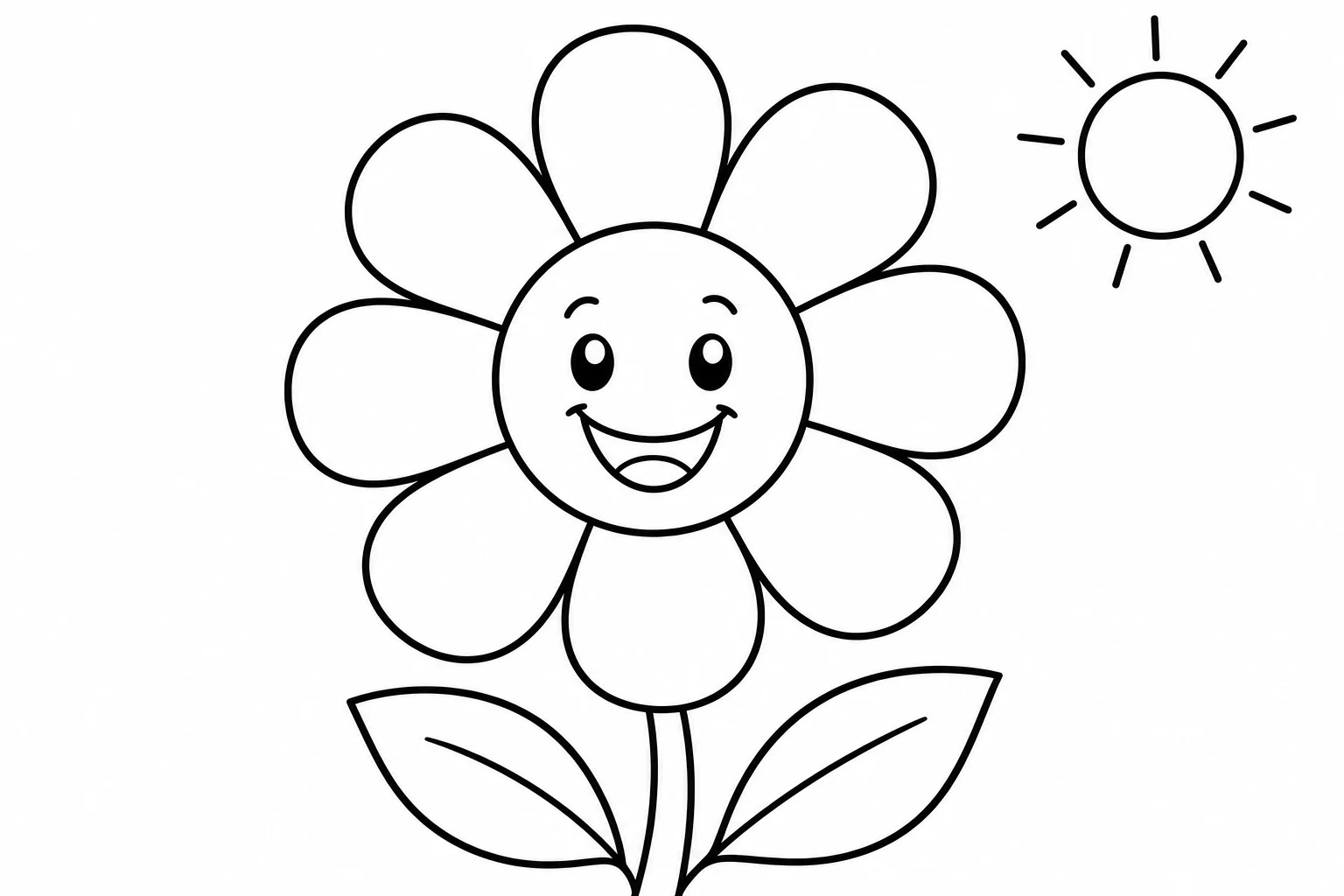 Flowers smiling daisy — easy flowers coloring page (ages 2–5)