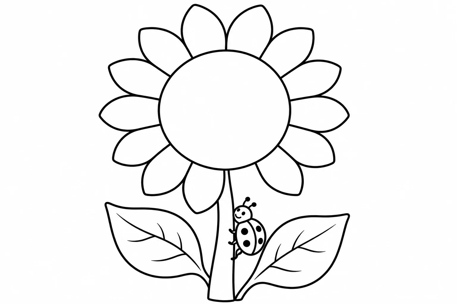Flowers tall sunflower — easy flowers coloring page (ages 2–5)