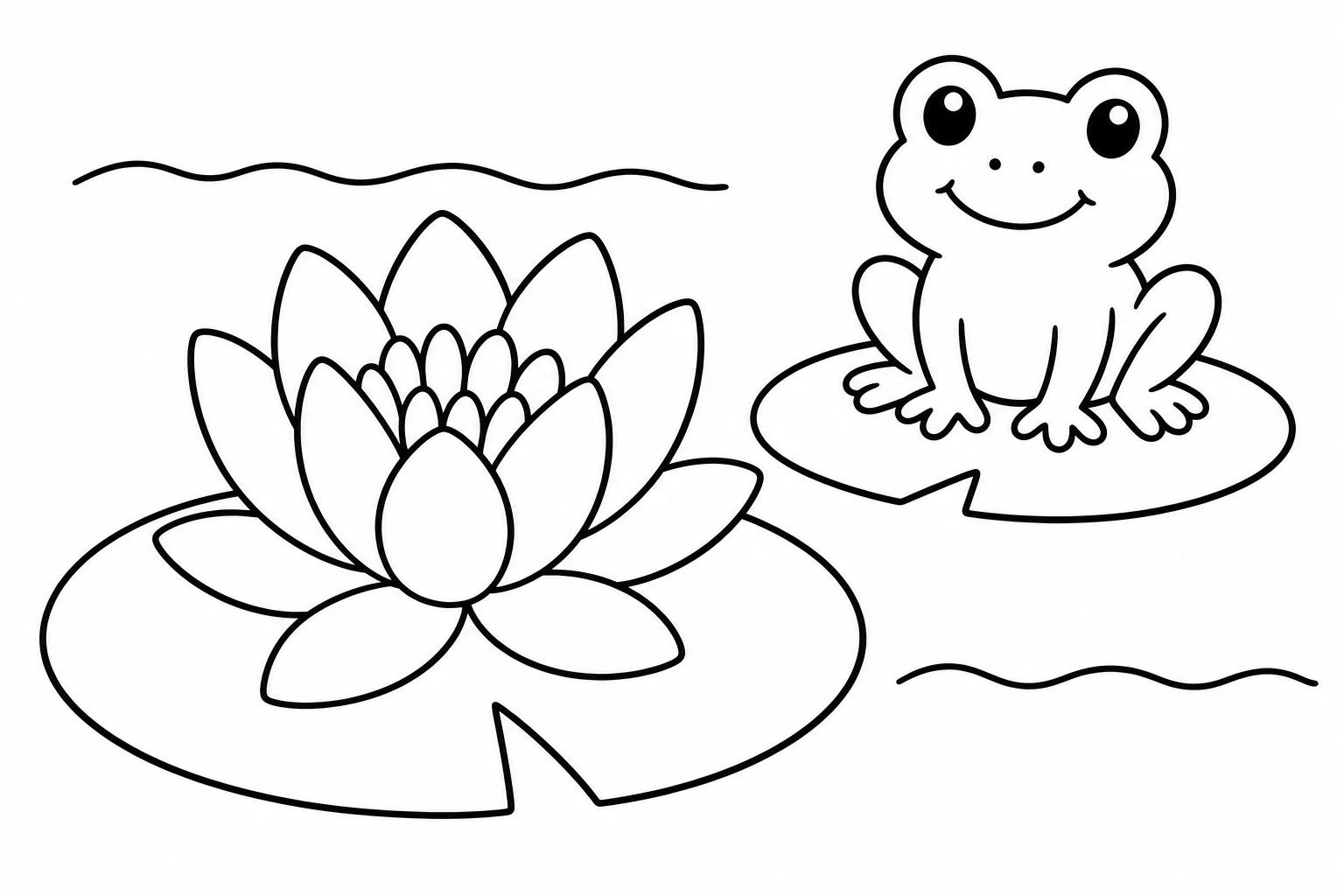 Flowers water lily — easy flowers coloring page (ages 2–5)