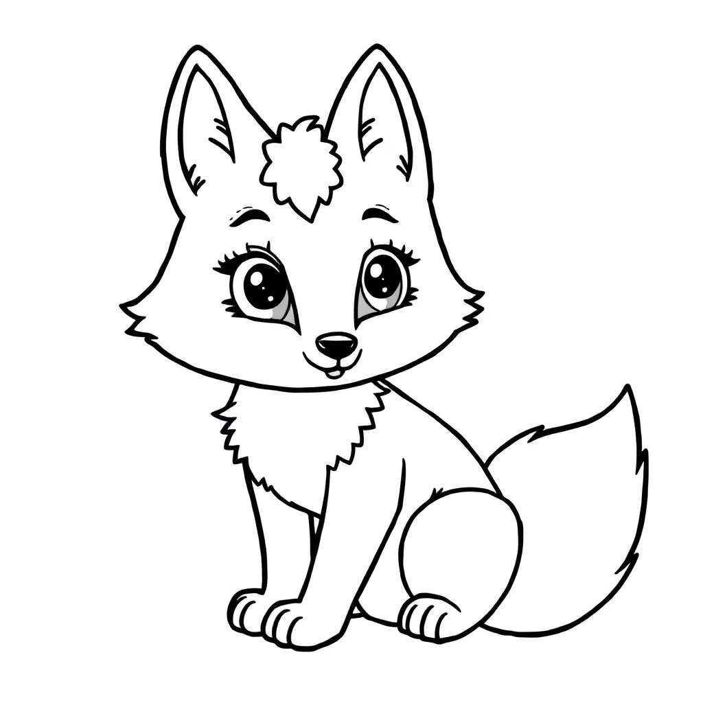 Foxes a baby fox — easy foxes coloring page (ages 2–5)