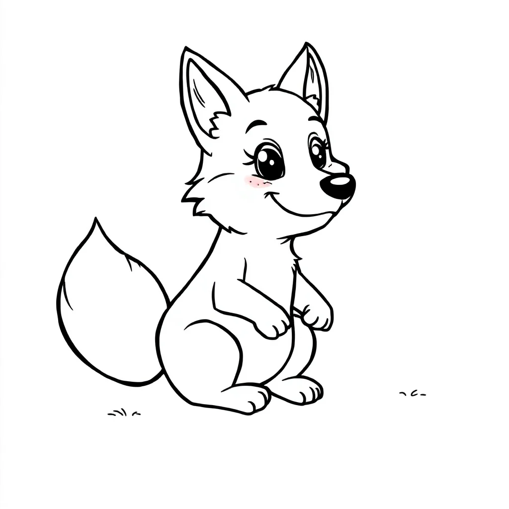 Foxes a cute fox sitting running — easy foxes coloring page (ages 2–5)