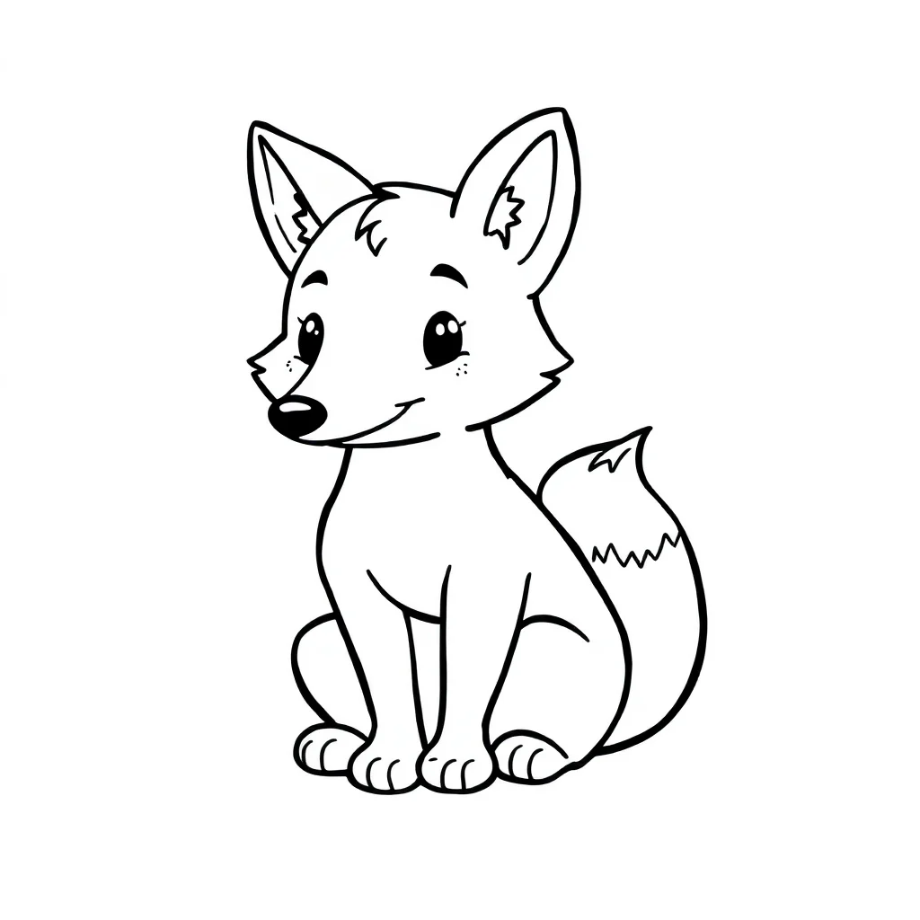 Foxes a cute fox sitting — easy foxes coloring page (ages 2–5)