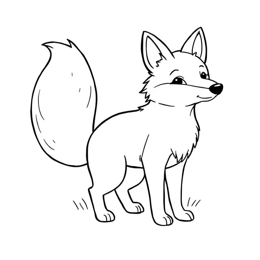 Foxes a fox with a bushy tail — easy foxes coloring page (ages 2–5)