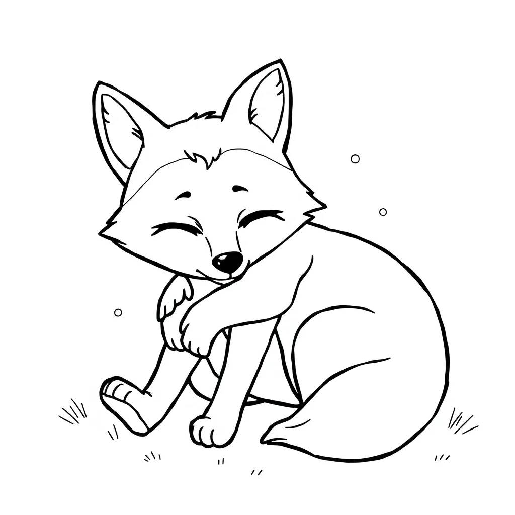 Foxes a sleeping fox hugging a friend — easy foxes coloring page (ages 2–5)