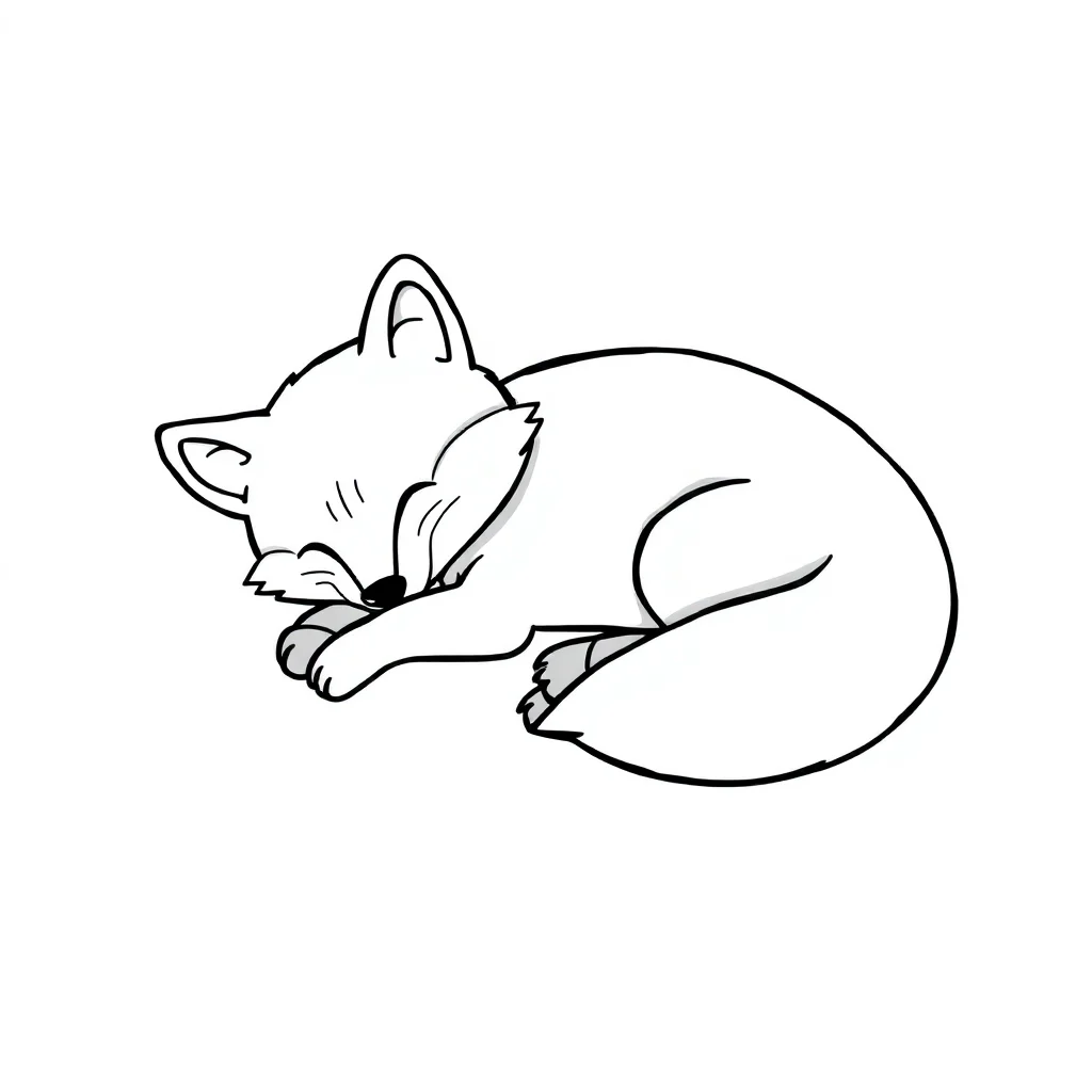 Foxes a sleeping fox — easy foxes coloring page (ages 2–5)