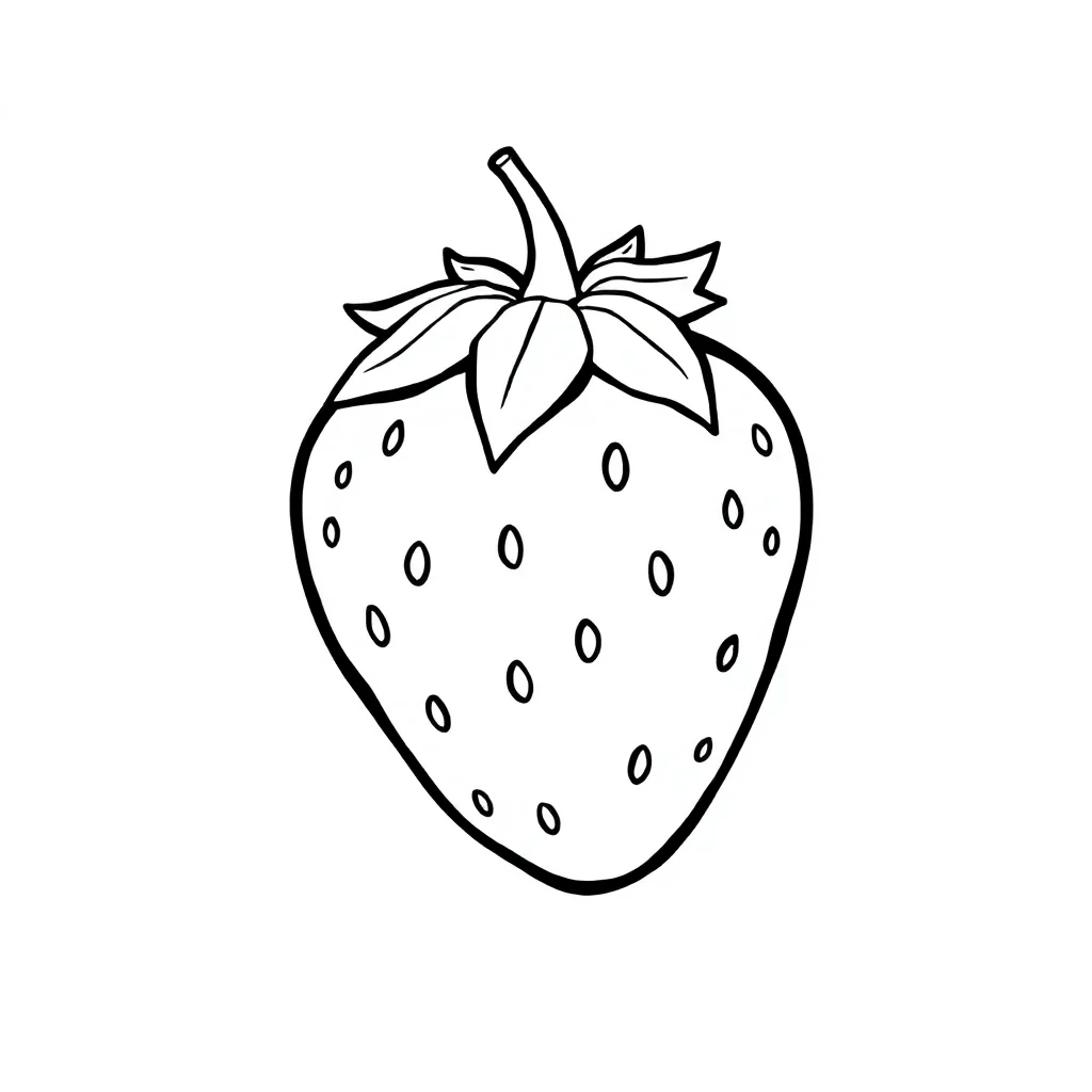 Fruits a strawberry — easy fruits coloring page (ages 2–5)