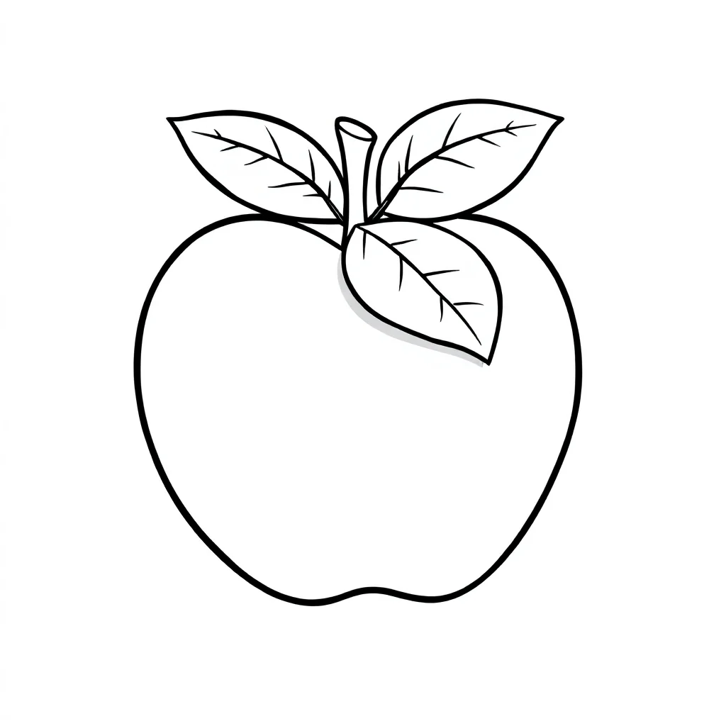 Fruits an apple with a leaf — easy fruits coloring page (ages 2–5)