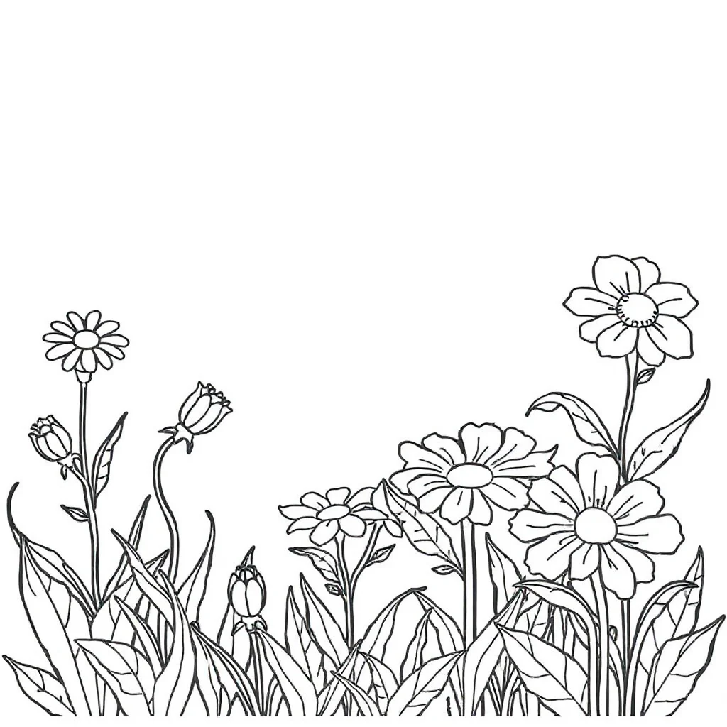 Gardens a flower garden — easy gardens coloring page (ages 2–5)