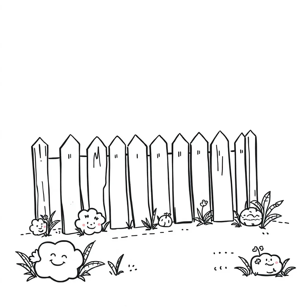 Gardens a garden with a fence flying — easy gardens coloring page (ages 2–5)