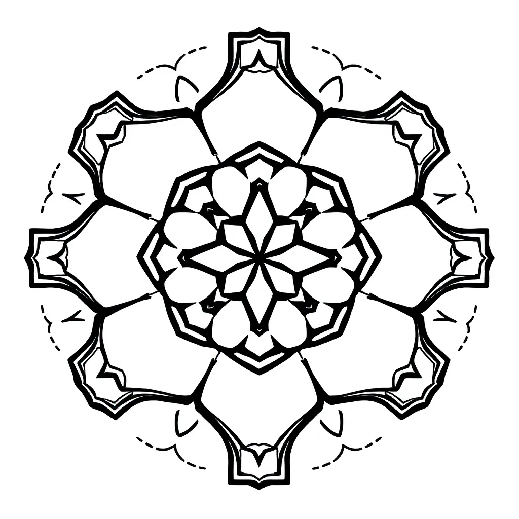 Geometric a symmetrical geometric design — easy geometric patterns coloring page (ages 2–5)