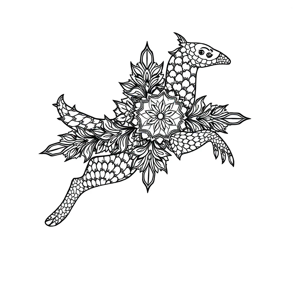 Geometric a tessellation pattern leaping mid air — detailed geometric patterns coloring page (ages 9+ & adults)