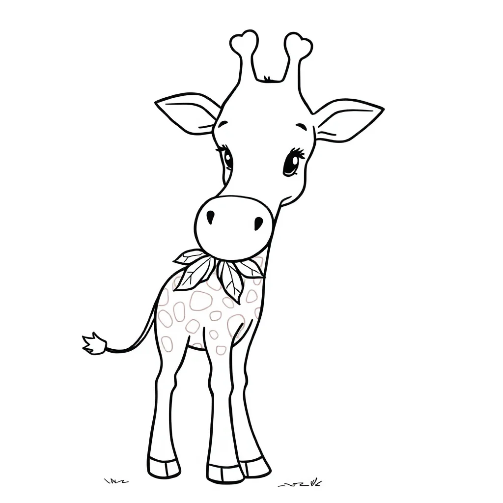 Giraffes a giraffe eating leaves — easy giraffes coloring page (ages 2–5)