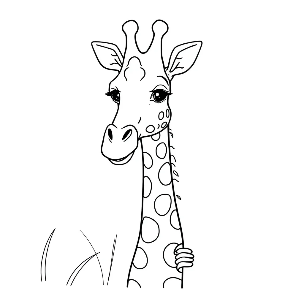 Giraffes a giraffe with spots peeking from behind something — classic giraffes coloring page (ages 5–10)