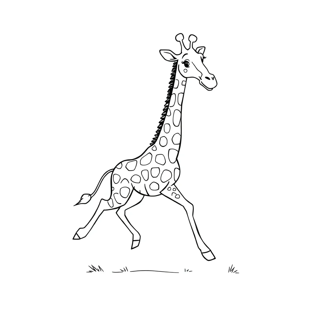 Giraffes a tall giraffe running — easy giraffes coloring page (ages 2–5)