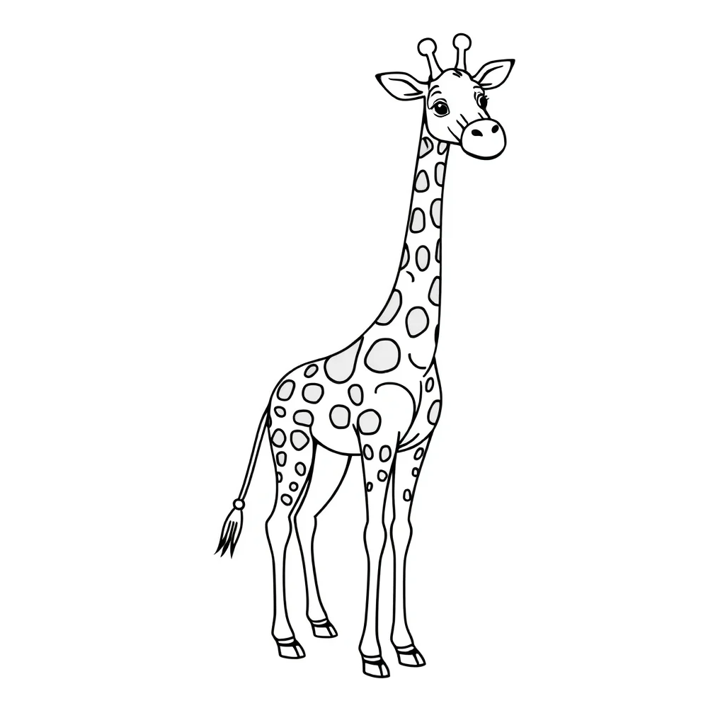Giraffes a tall giraffe — easy giraffes coloring page (ages 2–5)