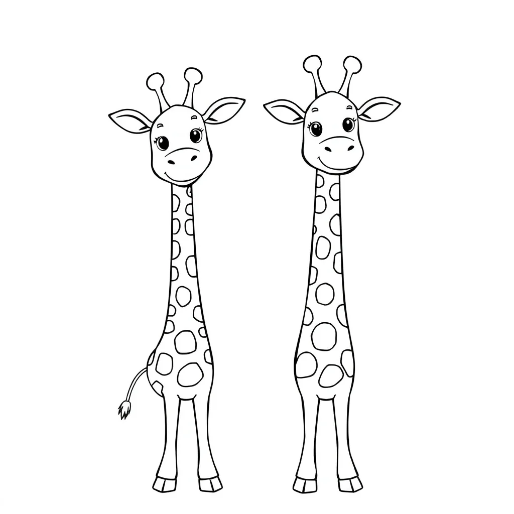 Giraffes two giraffes — easy giraffes coloring page (ages 2–5)